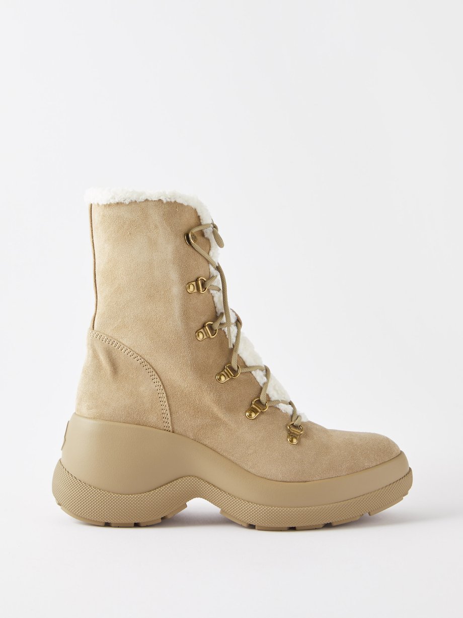 Resile shearling-lined suede lace-up boots video