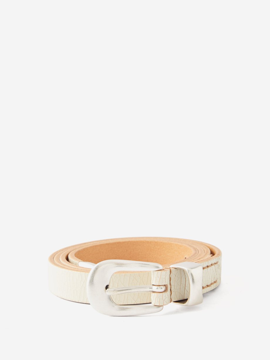White Cracked-leather belt | Our Legacy | MATCHES UK