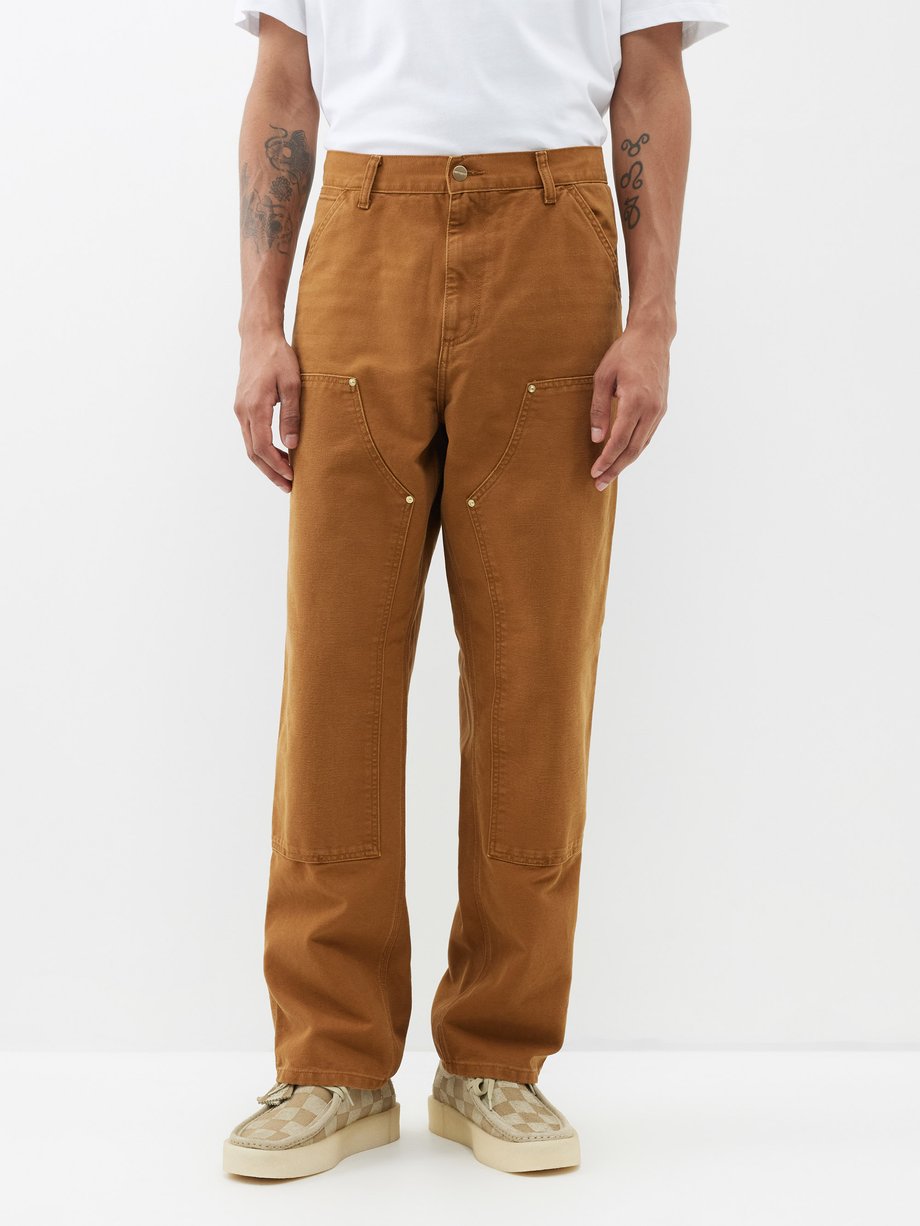 Brown Dearborn knee-patch organic-cotton canvas trousers | Carhartt WIP ...
