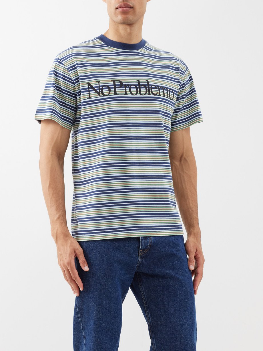 Blue No Problemo striped cotton-jersey T-shirt | Aries | MATCHES UK