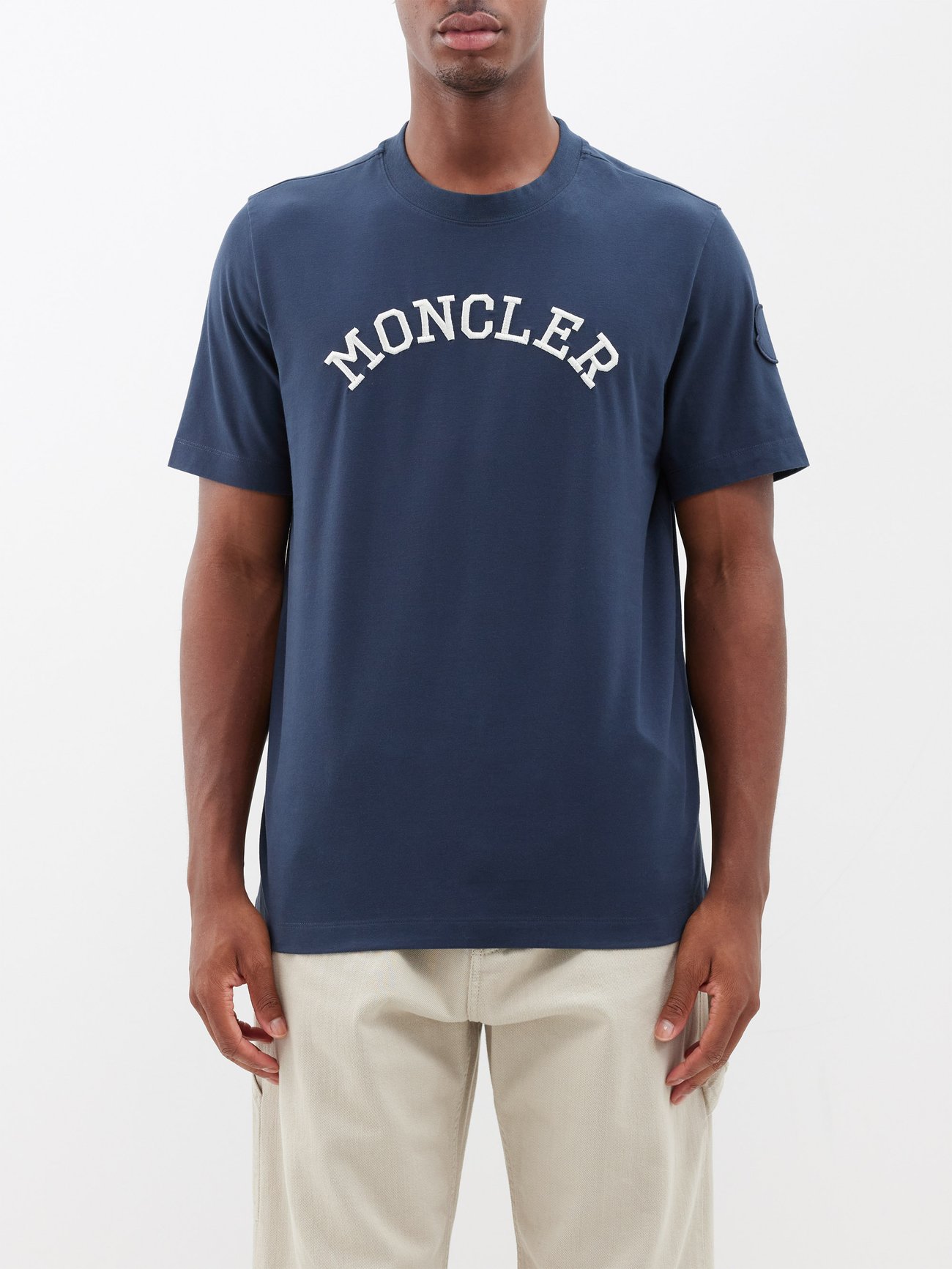 M 美品 MONCLER リブロゴ Tシャツ NAVY - Tシャツ/カットソー(半袖/袖なし)