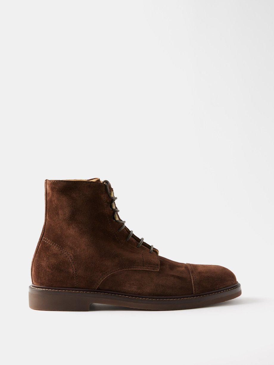 Dark brown Suede boots | Brunello Cucinelli | MATCHES UK