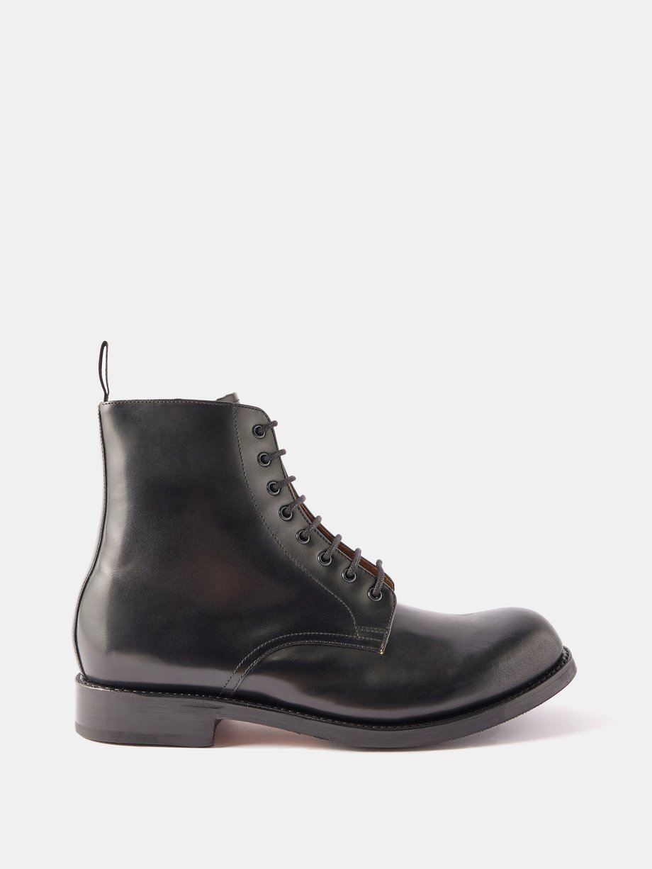 Black Dudley leather Derby boots | Grenson | MATCHES UK
