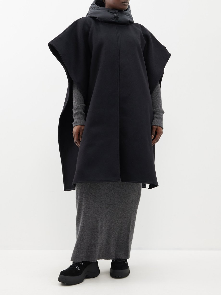 Black Padded-hood wool-blend poncho | Moncler | MATCHESFASHION UK