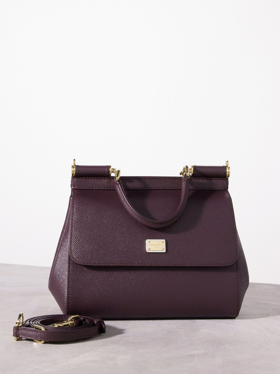 Burgundy Sicily small grained-leather handbag | Dolce & Gabbana ...