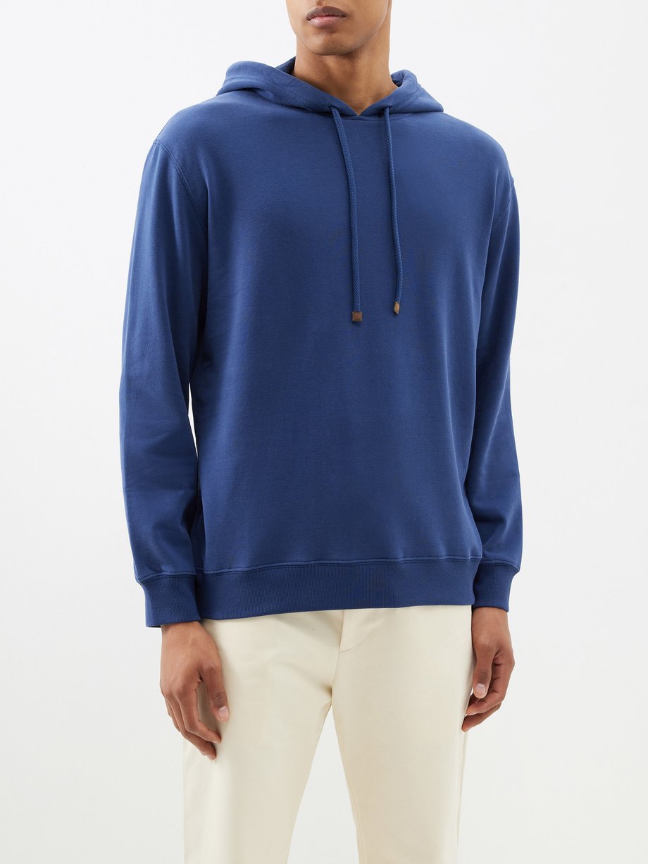 Blue Cotton-jersey hoodie | Brunello Cucinelli | MATCHES US
