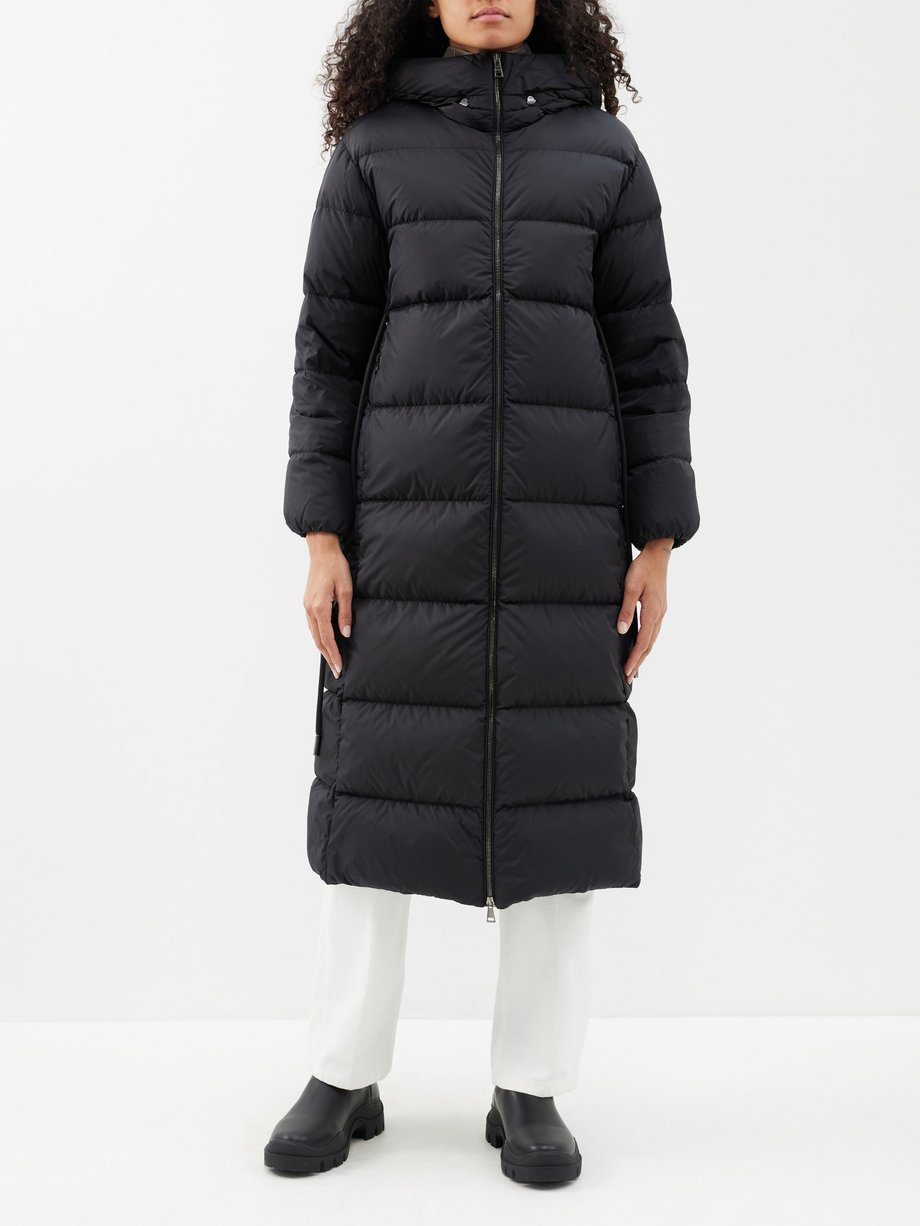 Black Bondree hooded longline down coat | Moncler | MATCHES UK