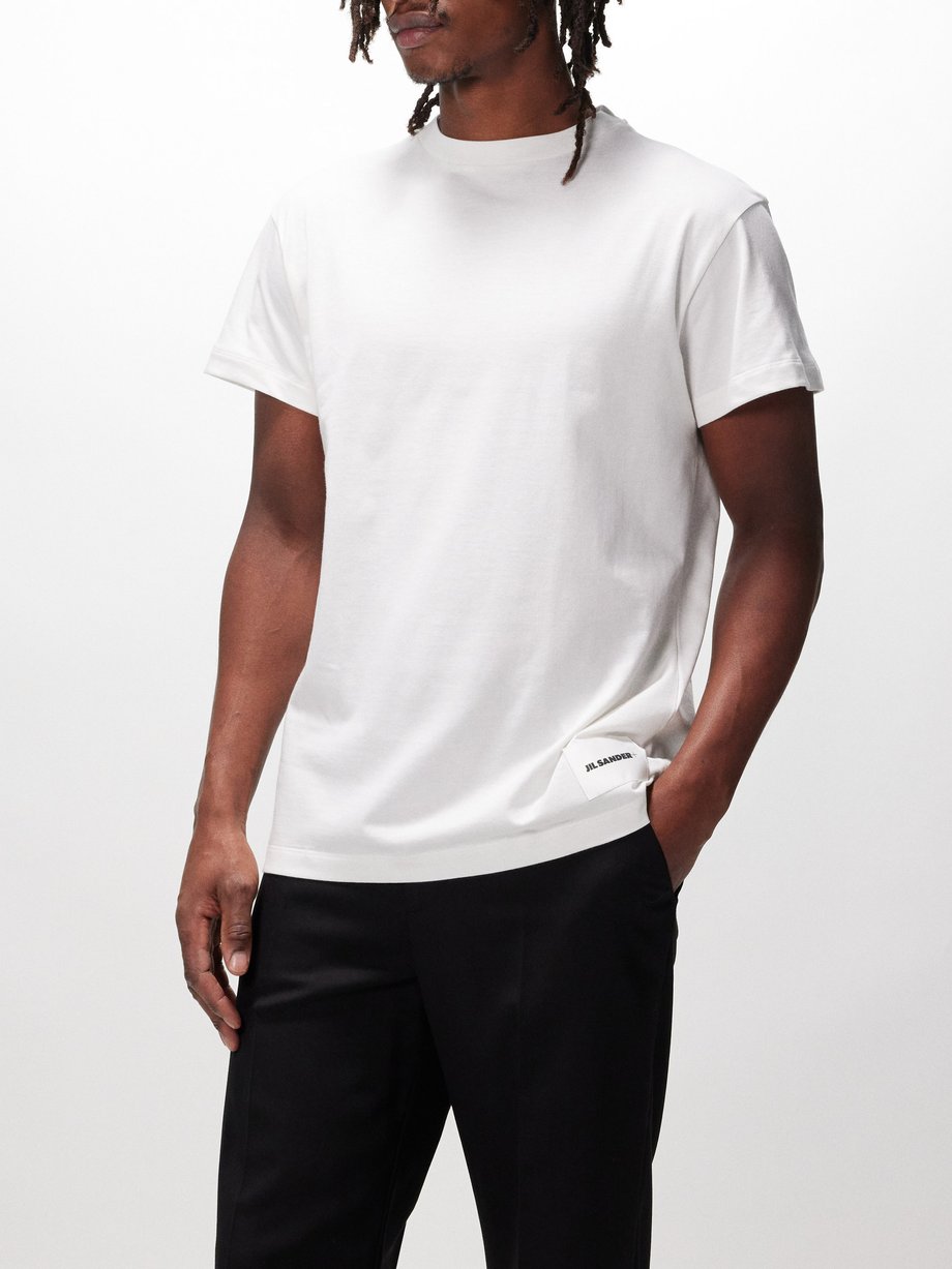 White Pack of three logo-patch cotton-jersey T-shirts | Jil Sander ...