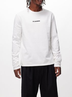 Jil Sander T-shirt manches longues en jersey de coton à logo