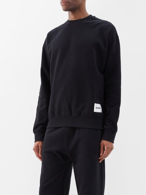 Black Logo patch cotton sweatshirt Jil Sander MATCHES UK