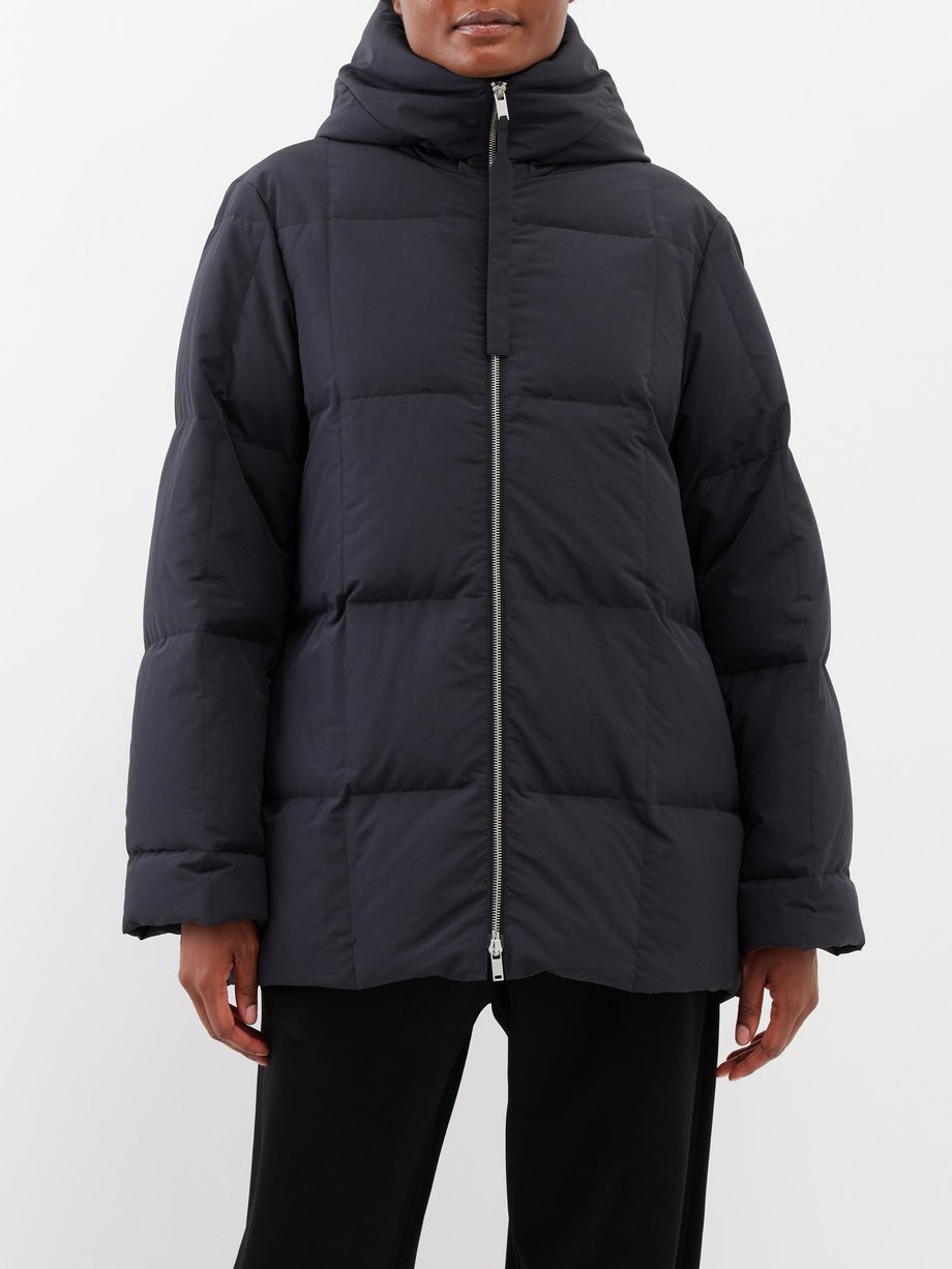 Black Hooded quilted down jacket | Jil Sander | MATCHESFASHION US