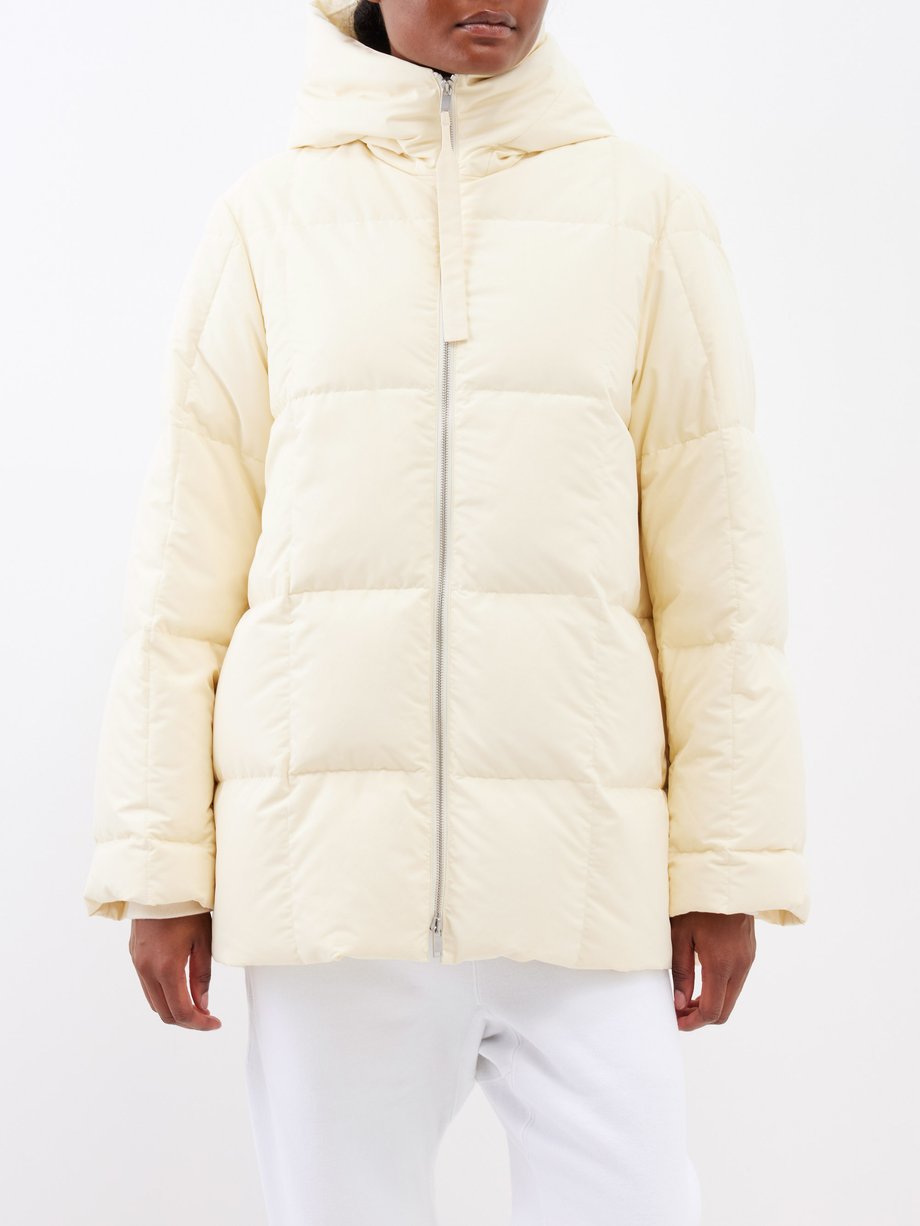 Hooded quilted down jacket video
