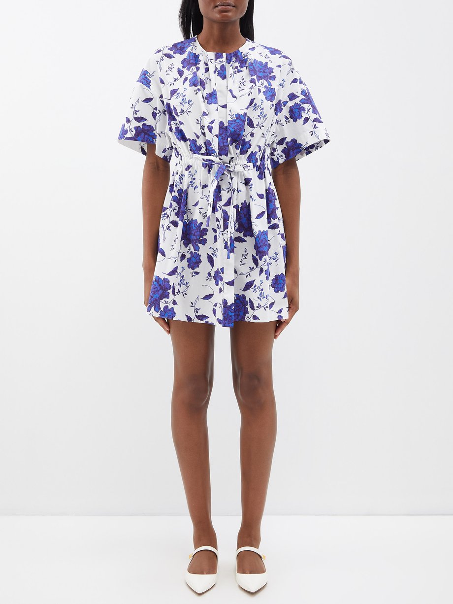 Blue Rio floral-print cotton-poplin dress | Emilia Wickstead | MATCHES UK