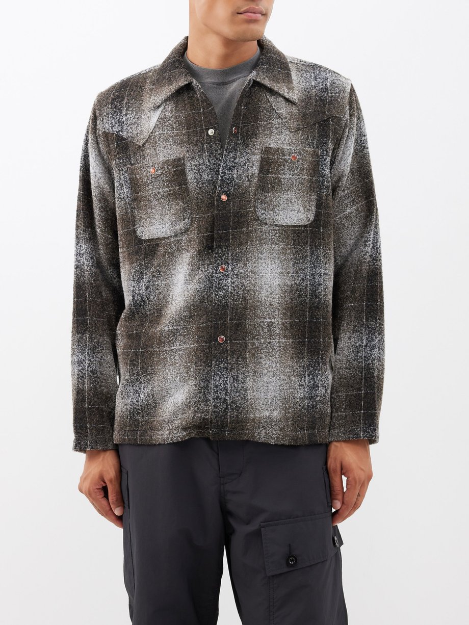 Brown Cowboy ombré wool-blend flannel shirt | Needles | MATCHES UK