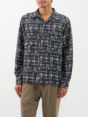 Needles Abstract-jacquard patch-pocket textured shirt