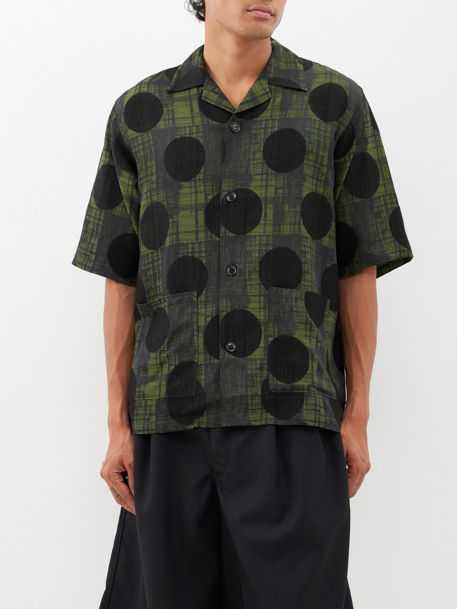 Needles Needles Cabana polka-dot jacquard shirt Green｜MATCHESFASHION（マッ ...