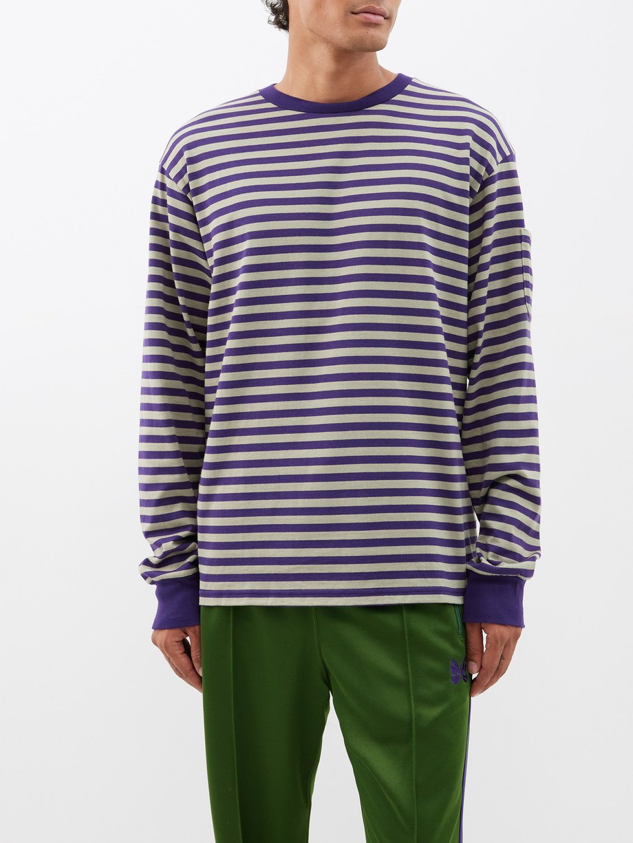 Striped cotton-jersey long-sleeved T-shirt video