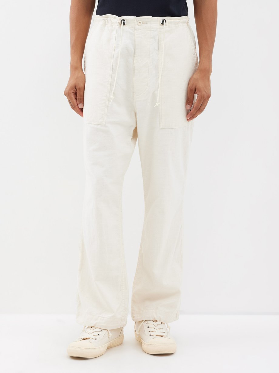 Beige Cargo drawstring-waist cotton trousers | Needles | MATCHES UK