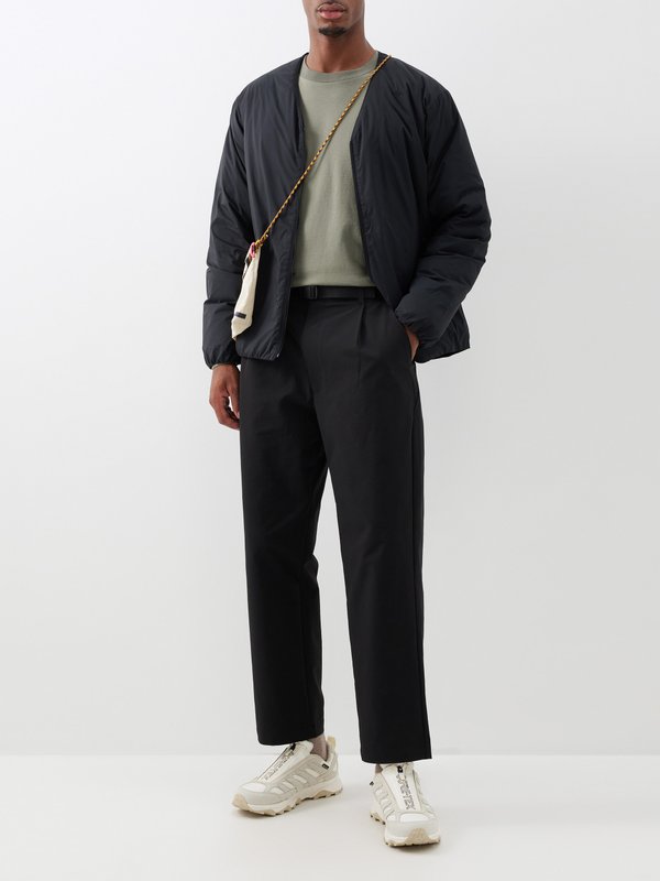 Black One Tuck pleated shell trousers | GOLDWIN | MATCHES UK