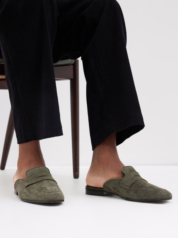 Bougeotte Backless suede penny loafers