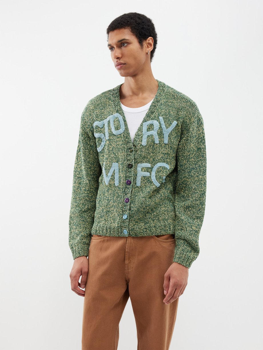Story MFG Green Twinsun logo-crocheted organic-cotton cardigan | 매치스패션 ...