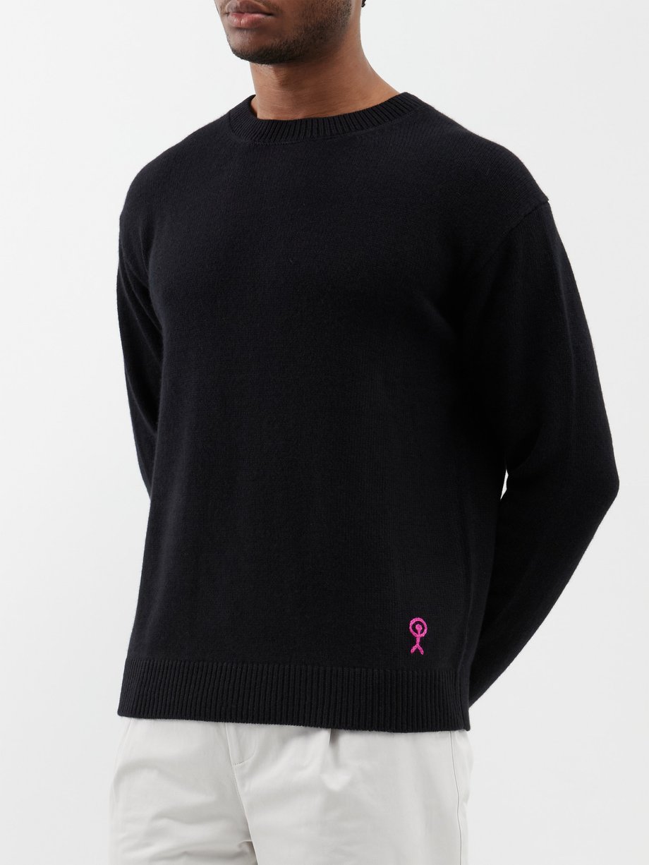 Black Logo-embroidered cashmere crew-neck sweater | The Elder Statesman ...