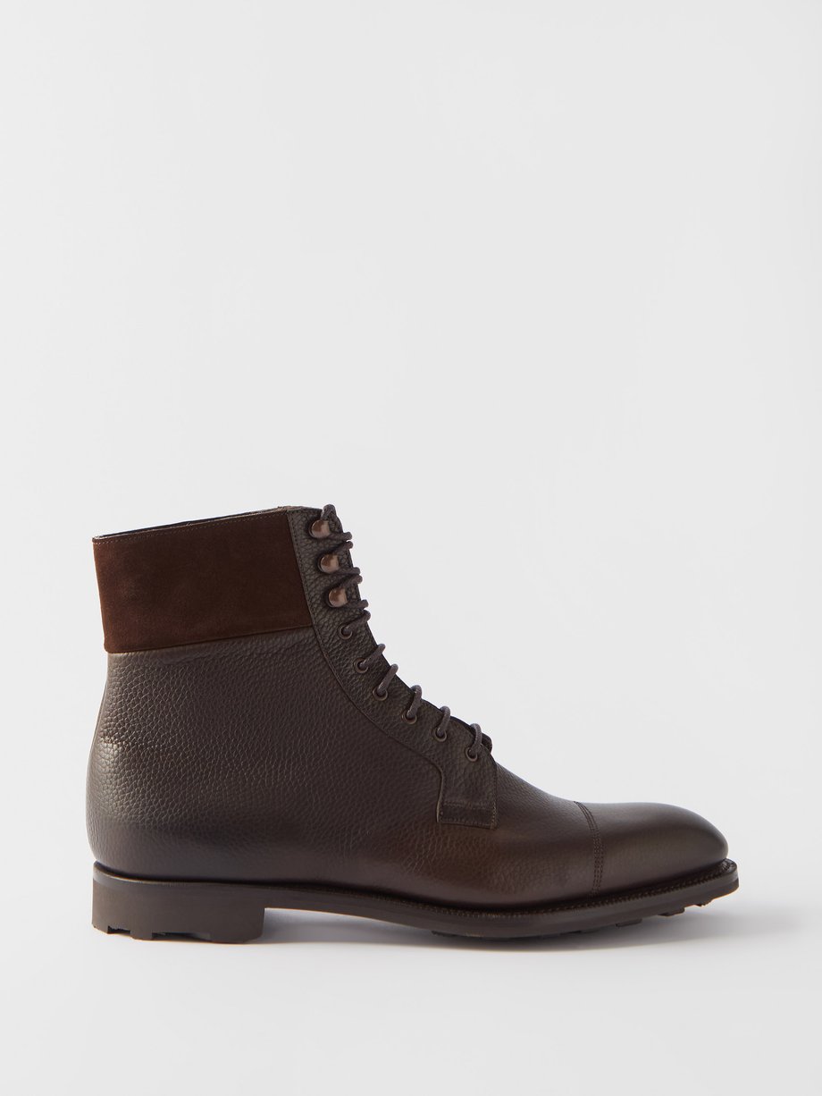 Brown Shetland suede-trimmed leather boots | Edward Green ...