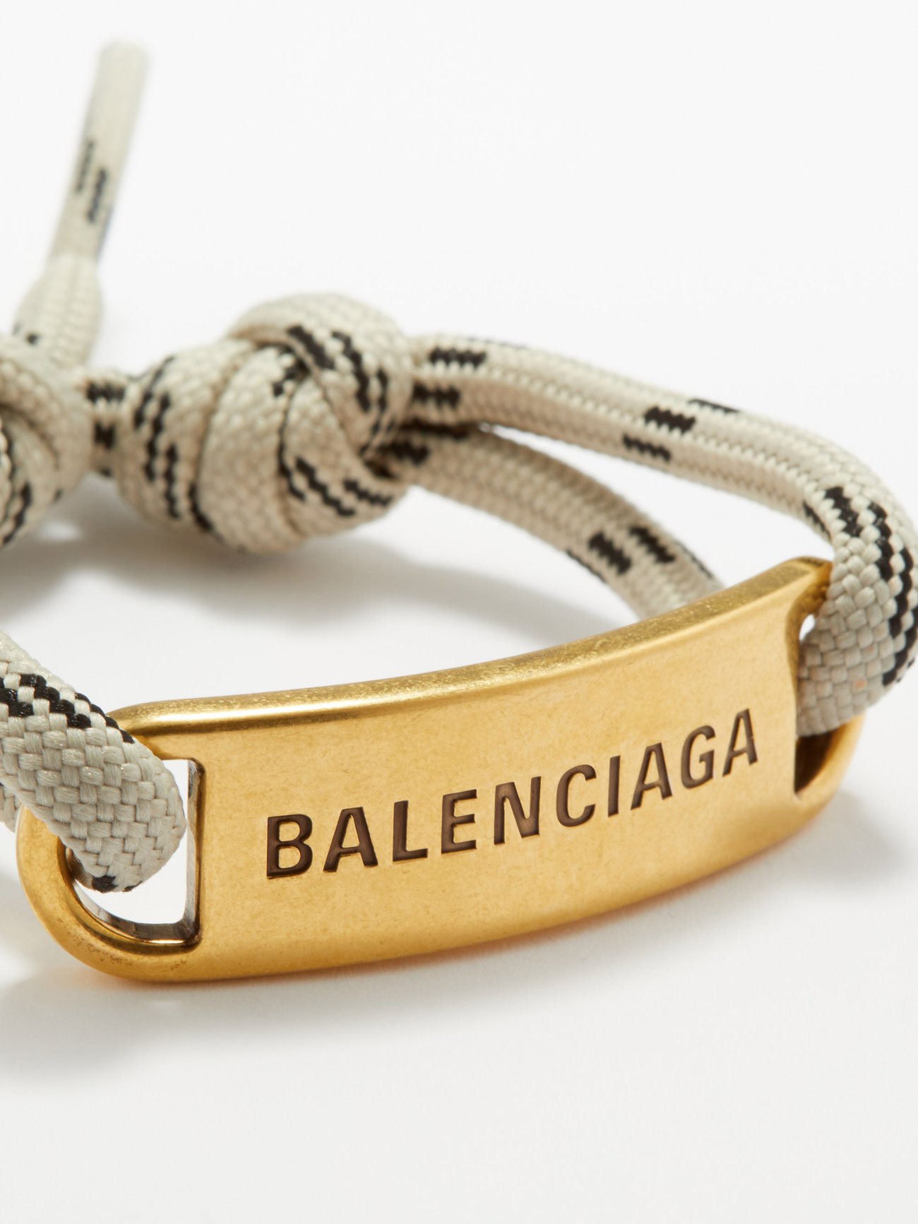 Gold Logo-plaque corded bracelet, Balenciaga