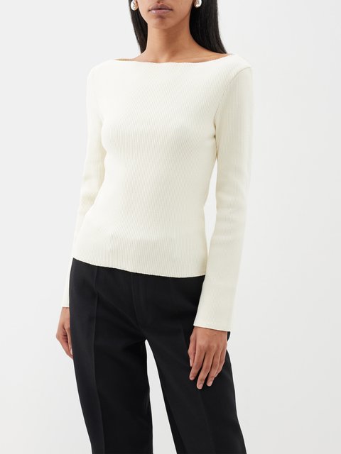 White Ribbed-knit cotton-blend top, Róhe