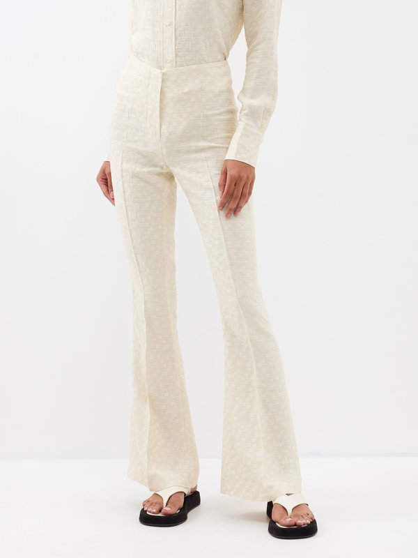 Róhe Patchwork-jacquard flared trousers