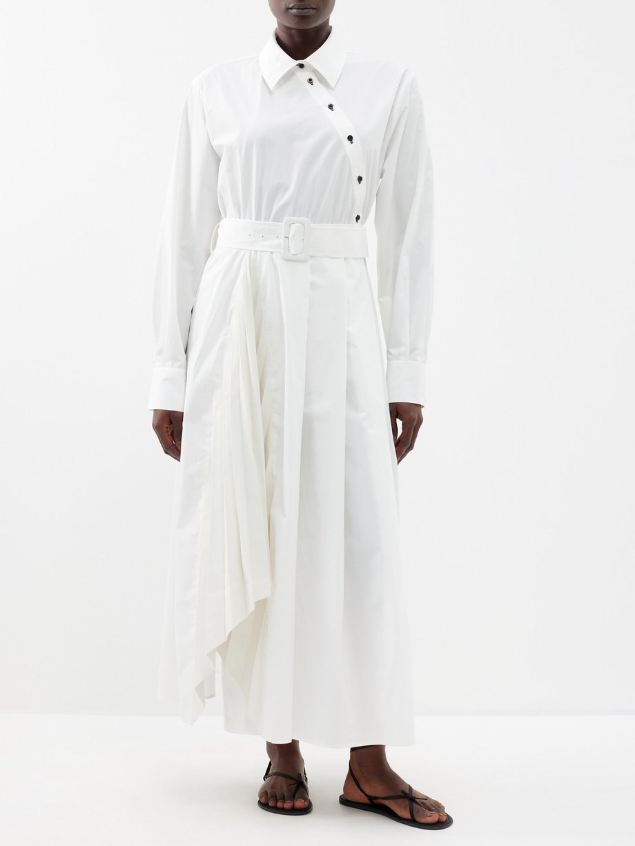 White Belted cotton-poplin shirt dress | Róhe | MATCHES UK