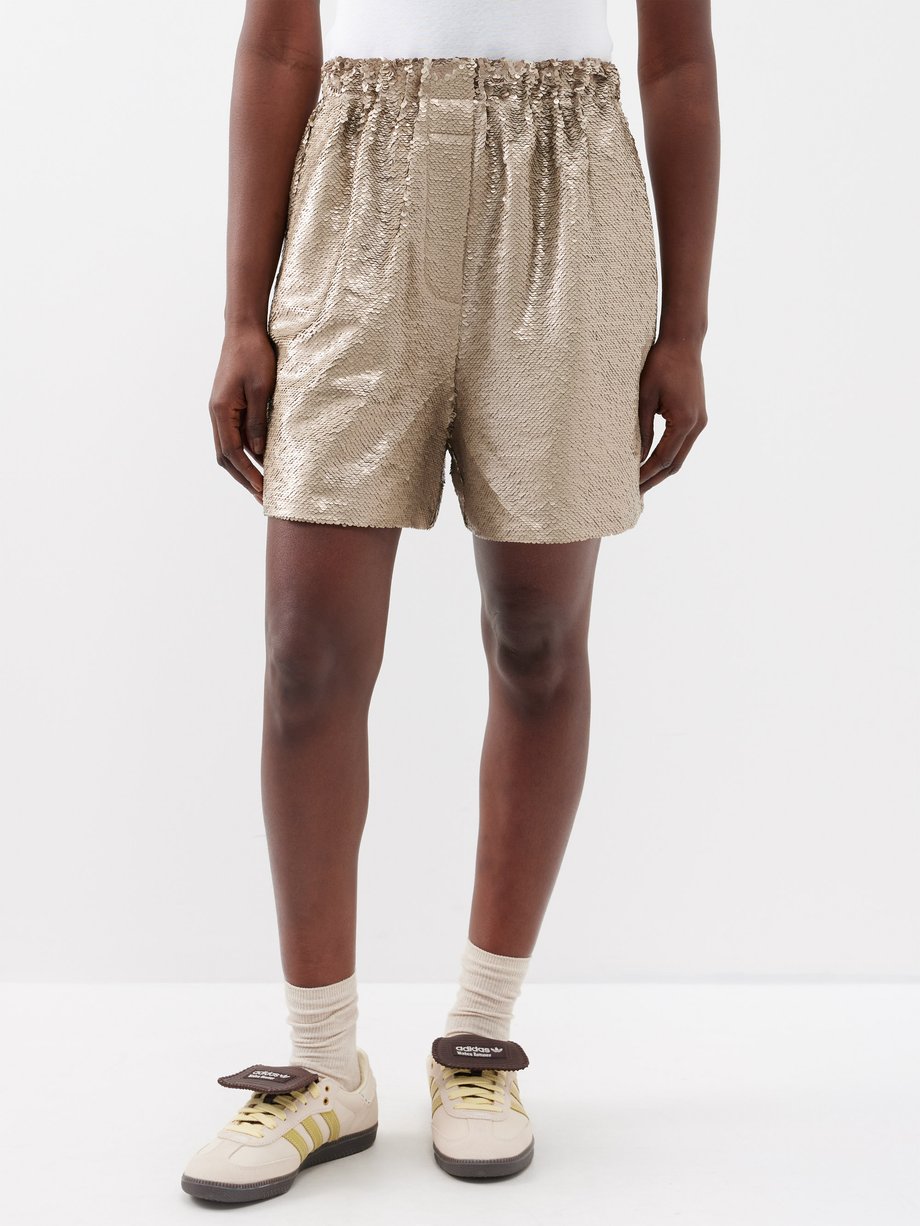 Gold Jazz sequinned shorts | The Frankie Shop | MATCHESFASHION US