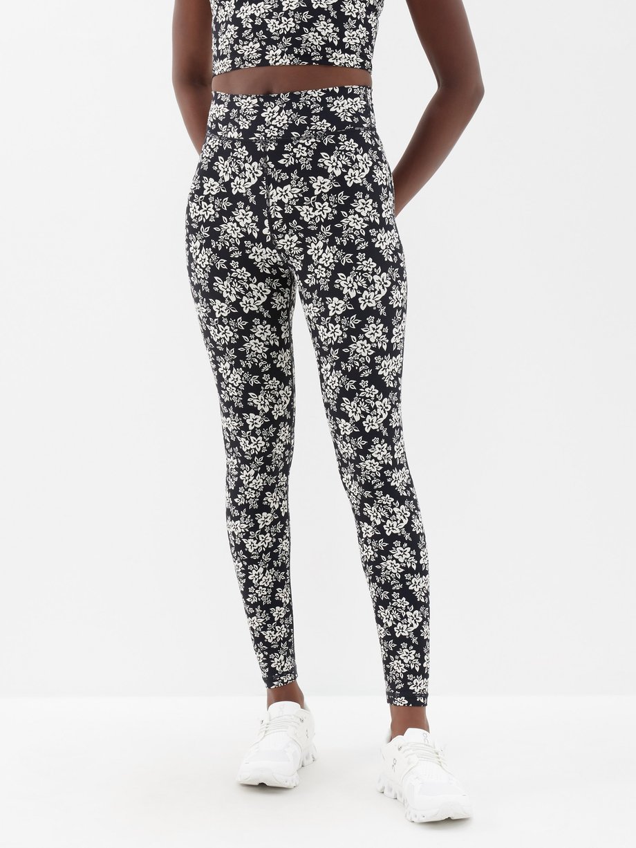 Black Bloom floral-print recycled-blend leggings