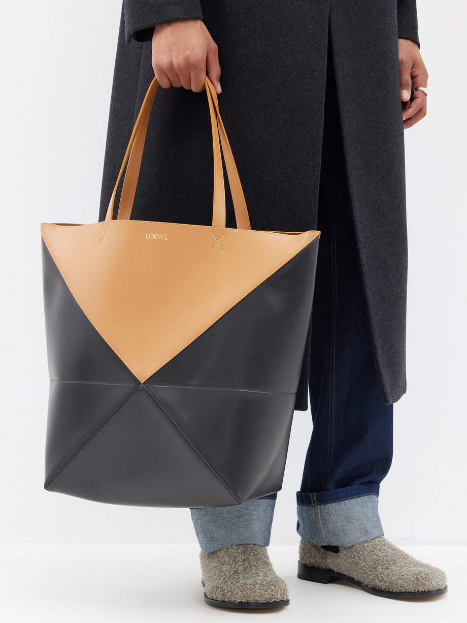 Black Puzzle Fold XXL leather tote bag, LOEWE