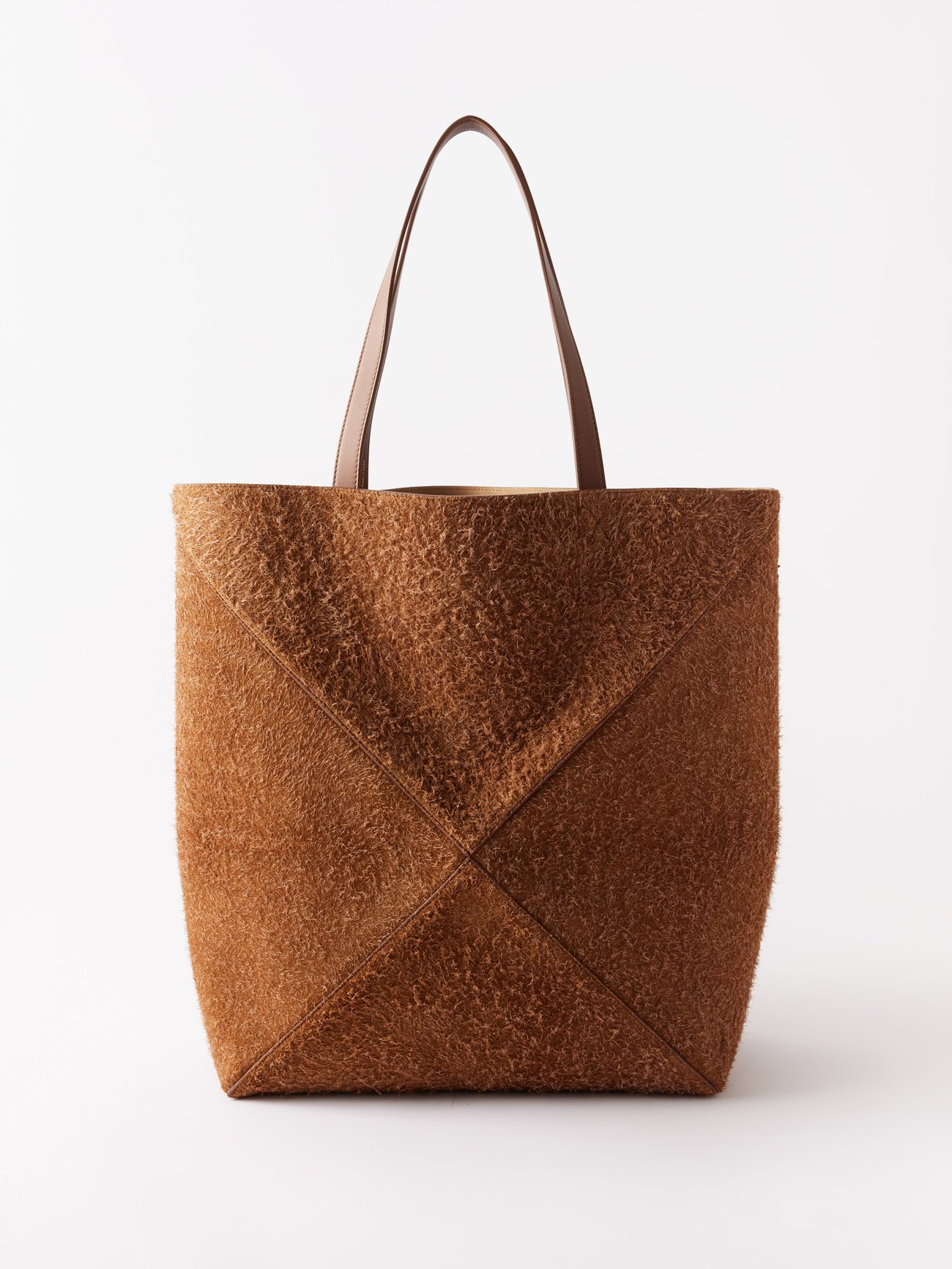 Large Puzzle Fold Tote in brushed suede