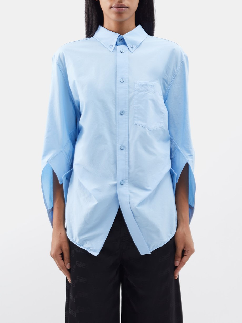 hovedvej Udholdenhed Mærkelig Blue Twisted cotton-poplin shirt | Balenciaga | MATCHESFASHION US