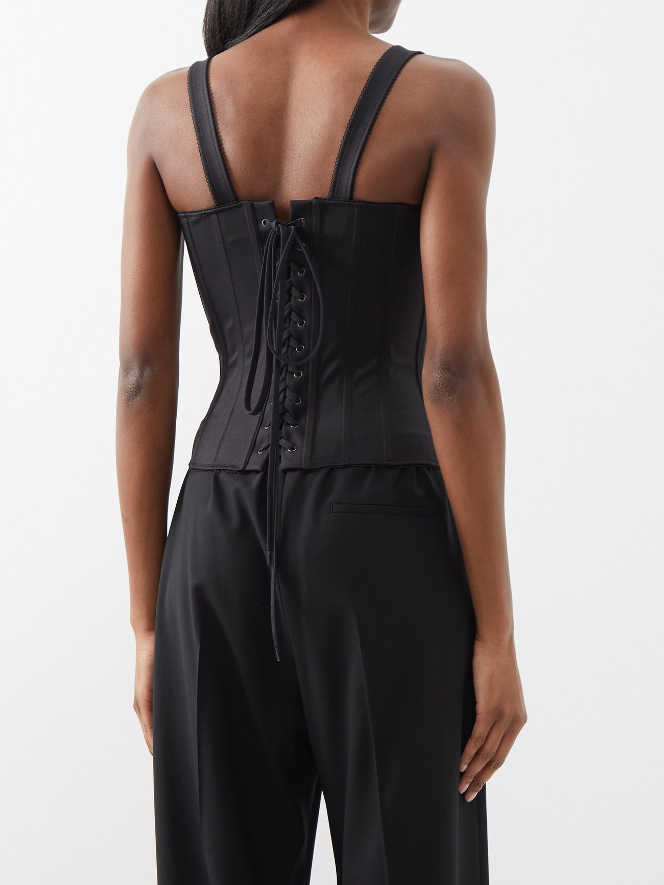Black Zipped spandex corset top, Balenciaga