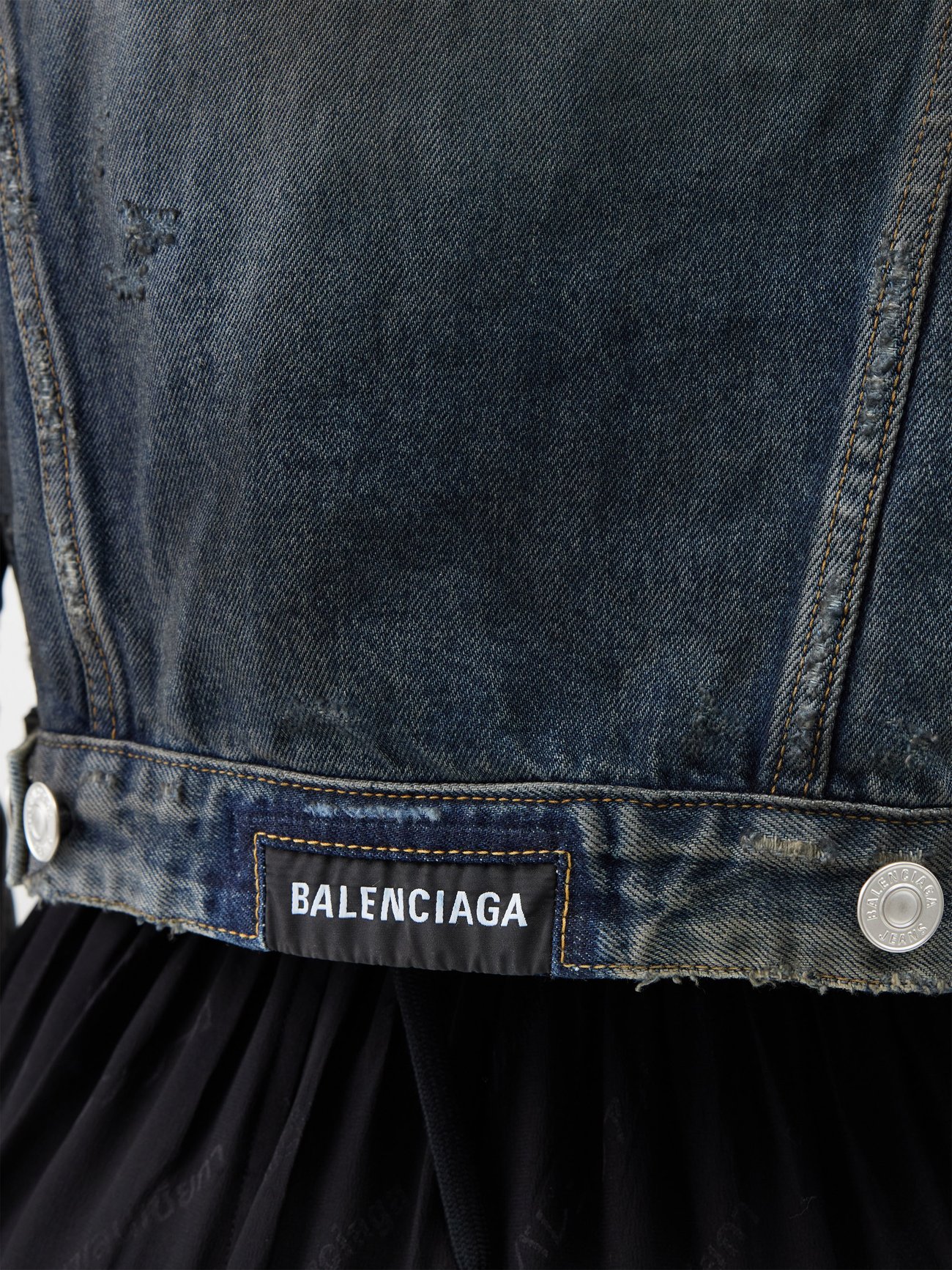 BALENCIAGA Pulled Asymmetric Denim Jacket sz 36 AW17