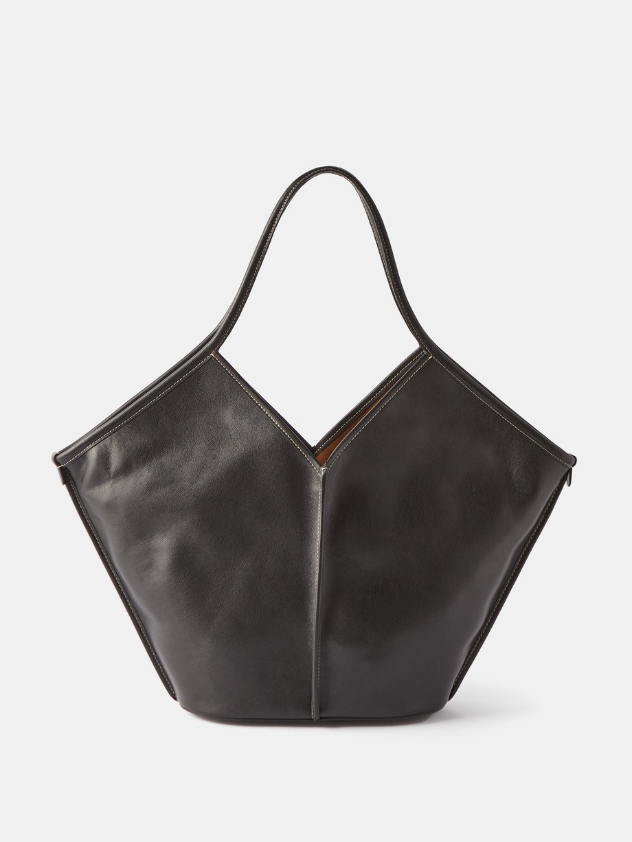 HEREU: Calella tote bag in canvas and leather - Black