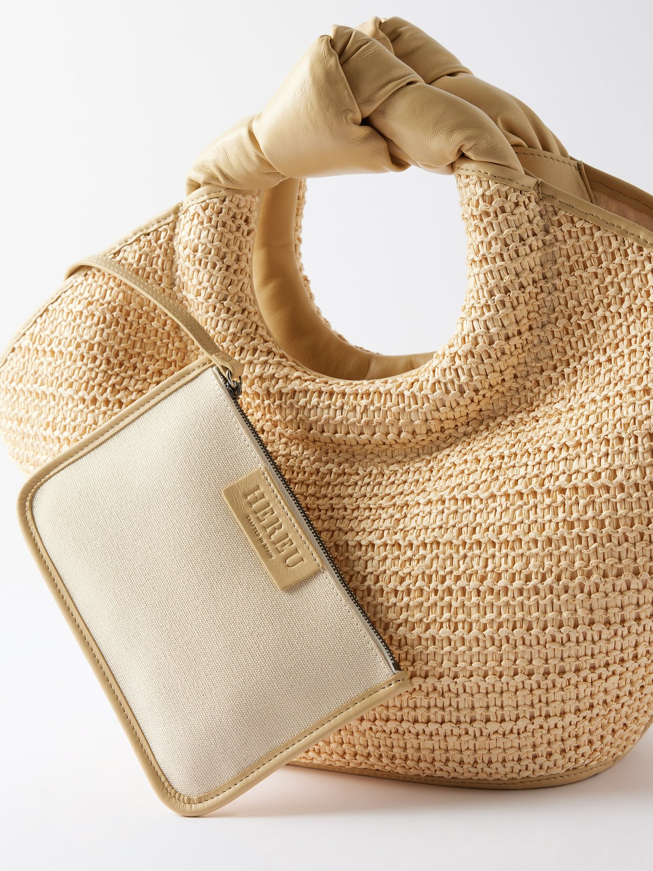 HEREU Coloma Small Woven Leather Tote