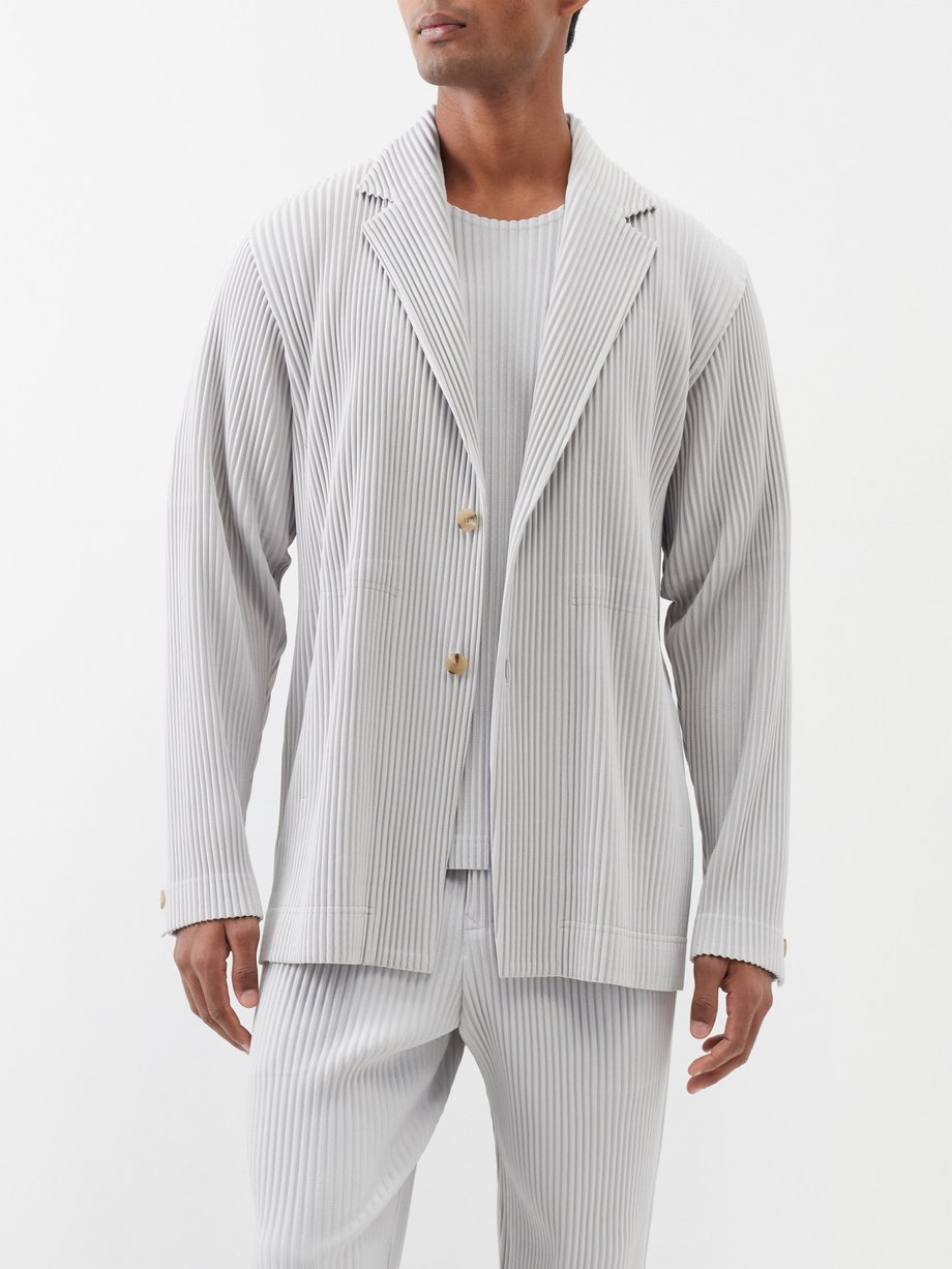 Grey Technical-pleated blazer | Homme Plissé Issey Miyake | MATCHES UK