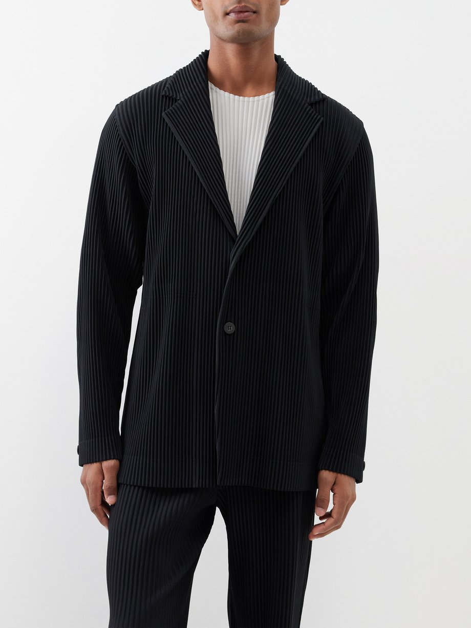 Black Technical-pleated blazer | Homme Plissé Issey Miyake | MATCHES UK