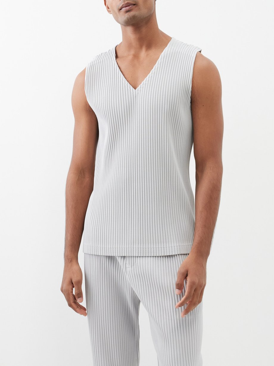 Grey Technical-pleated tank top, Homme Plissé Issey Miyake