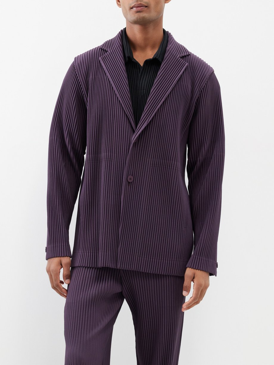 Purple Tailored pleats notch-lapel suit jacket | Homme Plissé ...