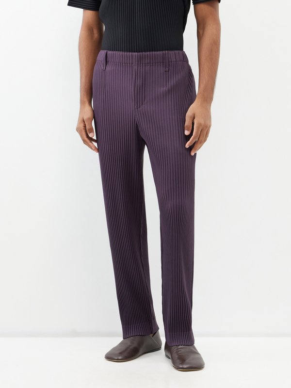 Homme Plissé Issey Miyake Ribbed Trousers in Black for Men
