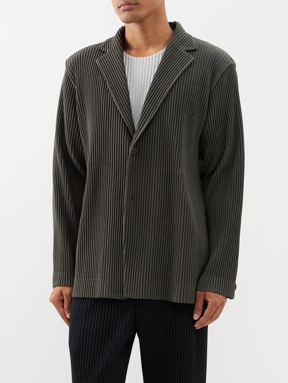 Green Technical-pleated blazer | Homme Plissé Issey Miyake | MATCHES UK