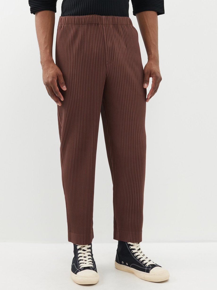 Brown Technical-pleated trousers | Homme Plissé Issey Miyake | MATCHES UK