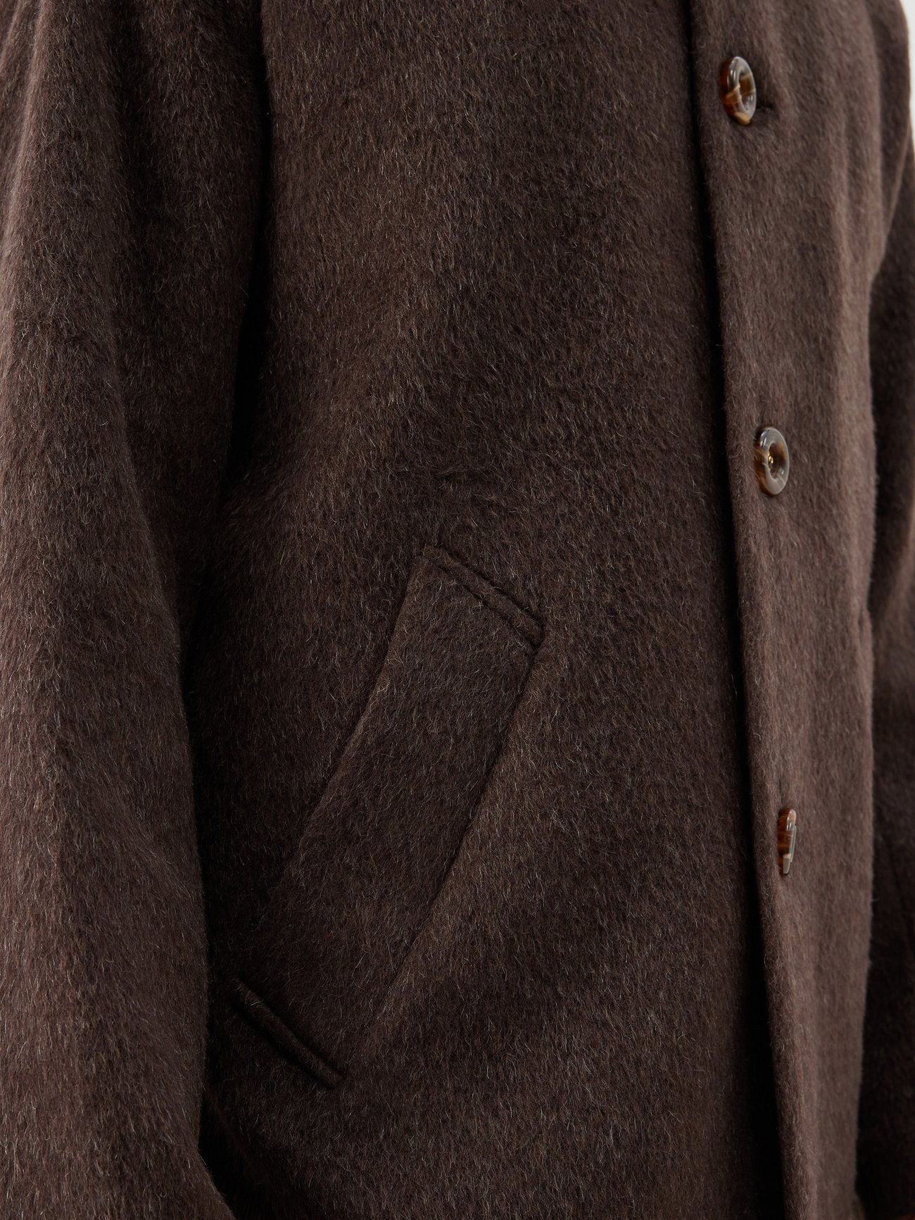 Brown Esco brushed wool-blend coat | Séfr | MATCHES UK