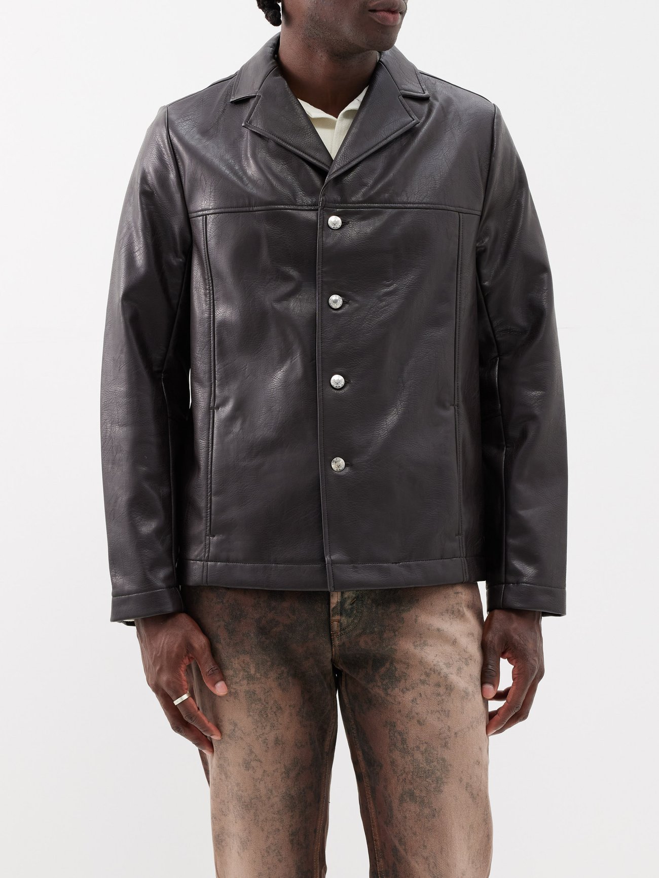 Brown Francis faux-leather jacket | Séfr | MATCHES UK