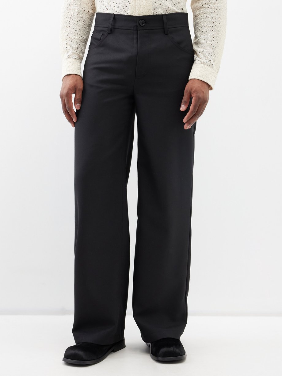 Black Jiro wide-leg twill trousers | Séfr | MATCHES UK